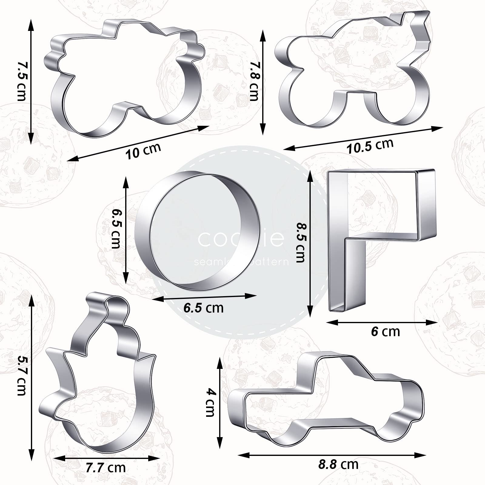 6 Pieces Truck Cookie Cutters Truck Party Favors Vintage Cookie Cutter Truck Metal Cookie Mould Kids Birthday Game Gift for Home Kitchen Baking Biscuit Truck Party Supplies