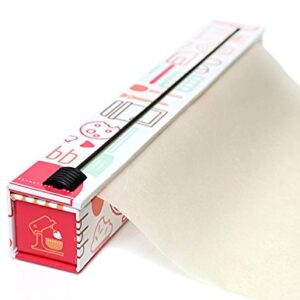 ChicWrap Baker's Tools Parchment Paper Dispenser - Includes 15"x 33" (42 Sq.Ft) Roll Unbleached Baking, Cooking & Culinary Paper - Reusable Dispenser w/Slide Cutter - Ideal Dispenser & Saves Money