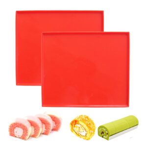 yuanaiyi swiss roll cake mat - flexible multipurpose silicone sheet nonstick jelly roll pan baking tray pastry mat pizza cookies mold（set of 2）