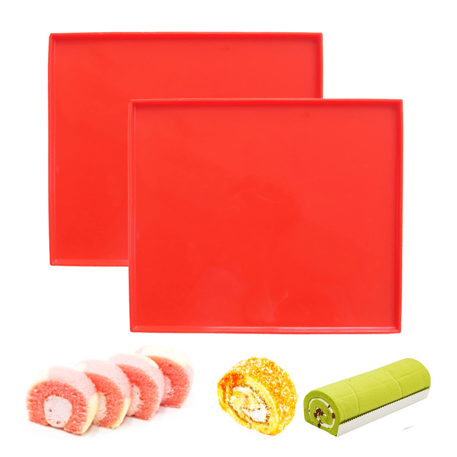 YUANAIYI Swiss Roll Cake Mat - Flexible Multipurpose Silicone sheet Nonstick jelly roll pan Baking Tray Pastry Mat Pizza Cookies Mold（set of 2）