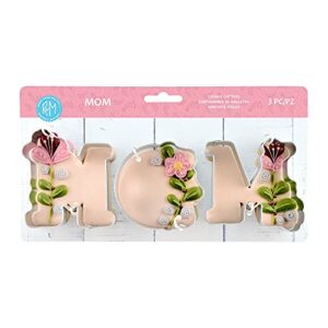 r & m international 5145 mom letters mother's day, 3-piece cookie cutter set, tinplated steel