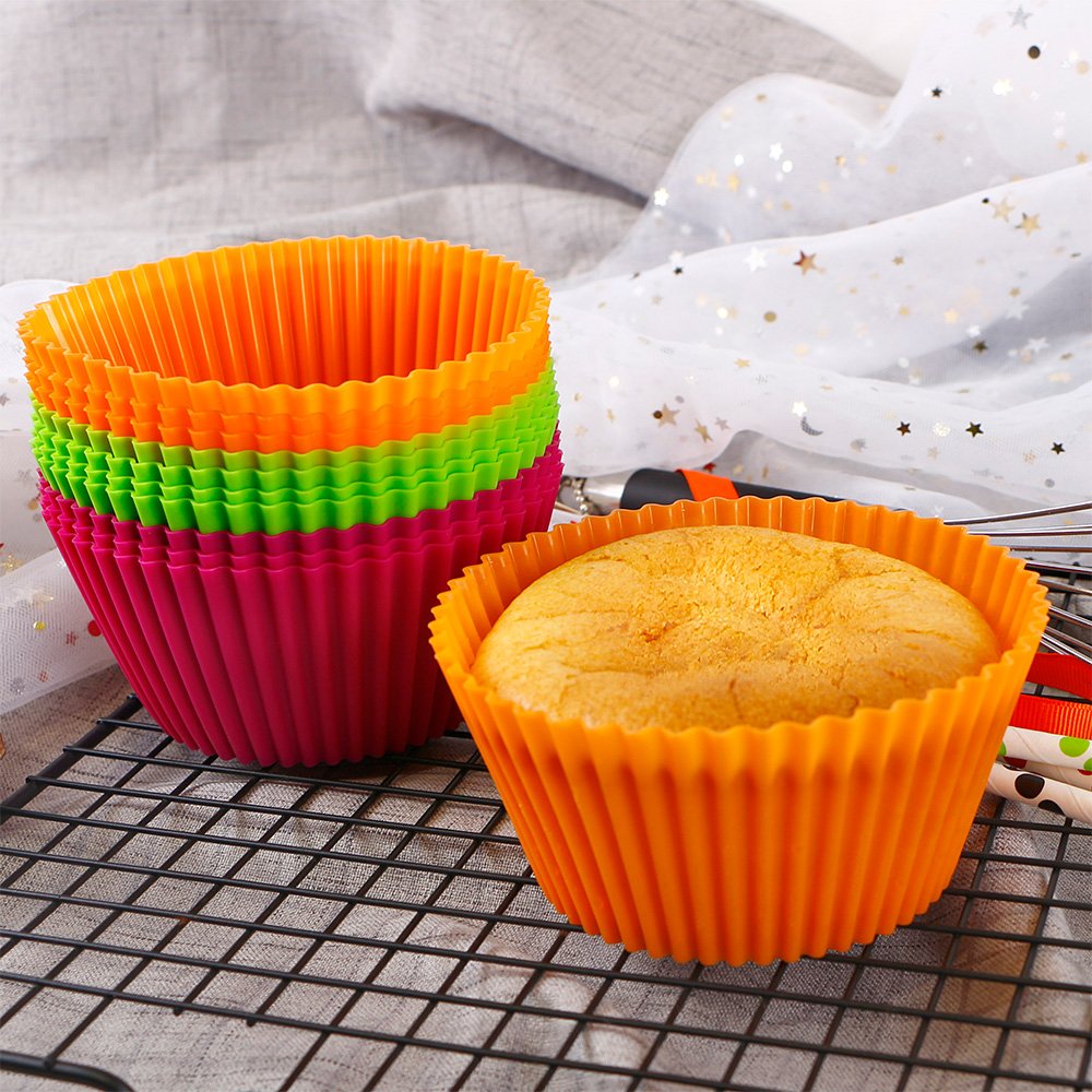 Webake Silicone Baking Cups 4.3 Inch Jumbo Reusable Cupcake Liners, Giant Cupcake Mold Non-stick Extra Large Muffin Pans Big Cupcake Holders (Pack of 12)