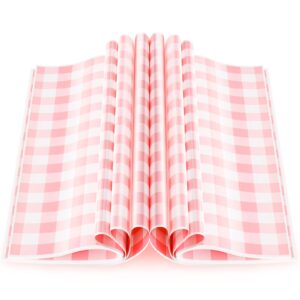 150 pcs wax paper sheets for food deli papers pink checkered sandwiches paper greaseproof disposable wrapping paper for sandwich picnic basket liner easter birthday baby shower party supplies