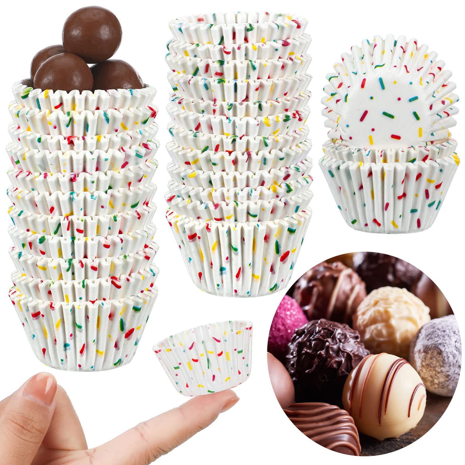 600 count Icing Design Mini Cupcake Liner Baking Cups Paper Small Candy Cups Making Supplies White Baking Cupcake Liner Supplies Holiday Muffin Chocolate Making Wrappers Liner Supplies Candy Paper