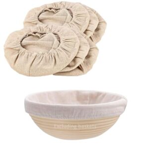 6 packs round bread proofing basket cloth liner rattan baking dough basket cover natural rattan banneton proofing cloth(10 inch)