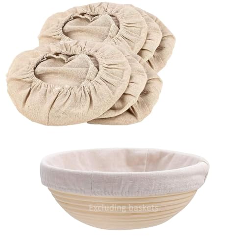 6 Packs Round Bread Proofing Basket Cloth Liner Rattan Baking Dough Basket Cover Natural Rattan Banneton Proofing Cloth(10 Inch)