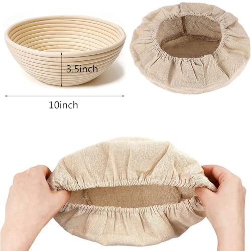 6 Packs Round Bread Proofing Basket Cloth Liner Rattan Baking Dough Basket Cover Natural Rattan Banneton Proofing Cloth(10 Inch)