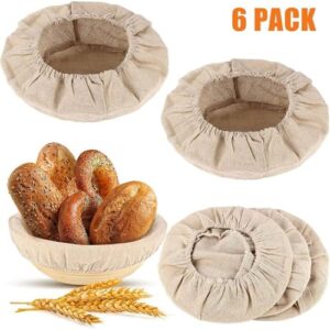 6 Packs Round Bread Proofing Basket Cloth Liner Rattan Baking Dough Basket Cover Natural Rattan Banneton Proofing Cloth(10 Inch)