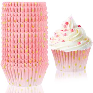 funtery 300 count pink cupcake liners pink gold bridal shower cupcake wrappers cupcake wrappers decorations paper cupcake liners for baking baby bridal shower wedding birthday tea party decorations