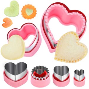 heart cookie cutters set,6 pcs uncrustables maker bread cutters heart shapes diy cookie cutters fruit vegetable mold for kids boys & girls bento lunch box