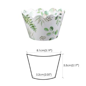 Greenery Cupcake Wrappers,50Pcs Eucalyptus Floral Cupcake Wrappers Rustic Cupcake Liners for Rustic Weddings,Wild Animals Baby Shower Decorations