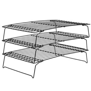 wilton perfect results 3-tier cooling rack, non-stick cookie cooling rack, steel, black