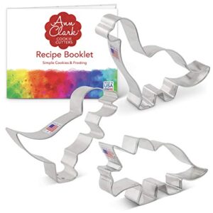 Dinosaur Cookie Cutters 3-Pc. Set Made in USA by Ann Clark, T-Rex, Brontosaurus, Triceratops