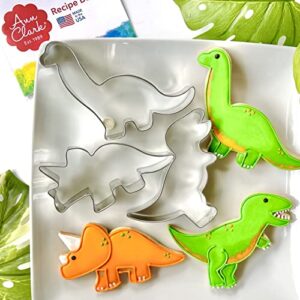 Dinosaur Cookie Cutters 3-Pc. Set Made in USA by Ann Clark, T-Rex, Brontosaurus, Triceratops