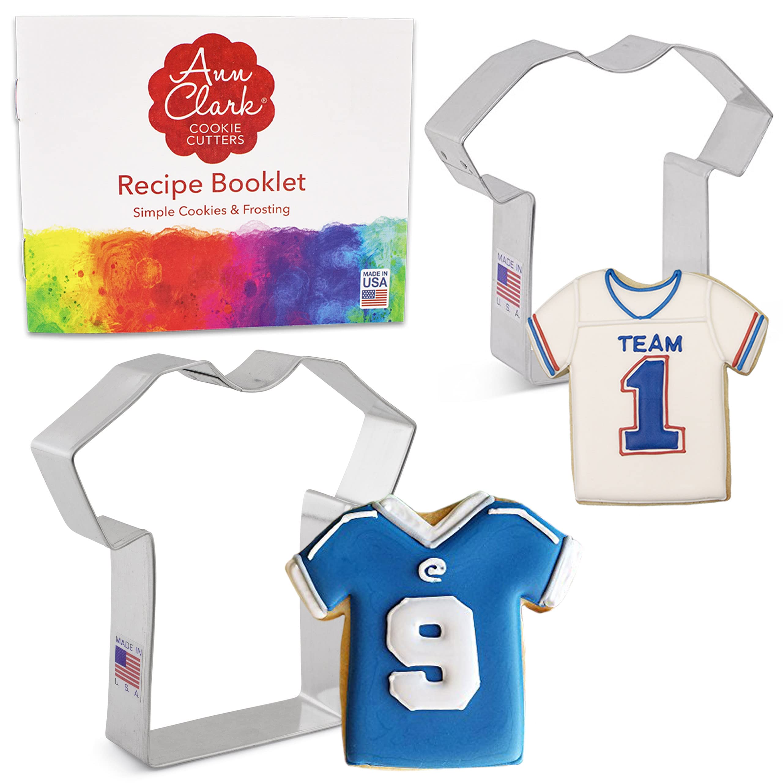 T-Shirt/Jersey Cookie Cutters 2-Pc. Set Made in USA by Ann Clark, 3.75", 4.5"