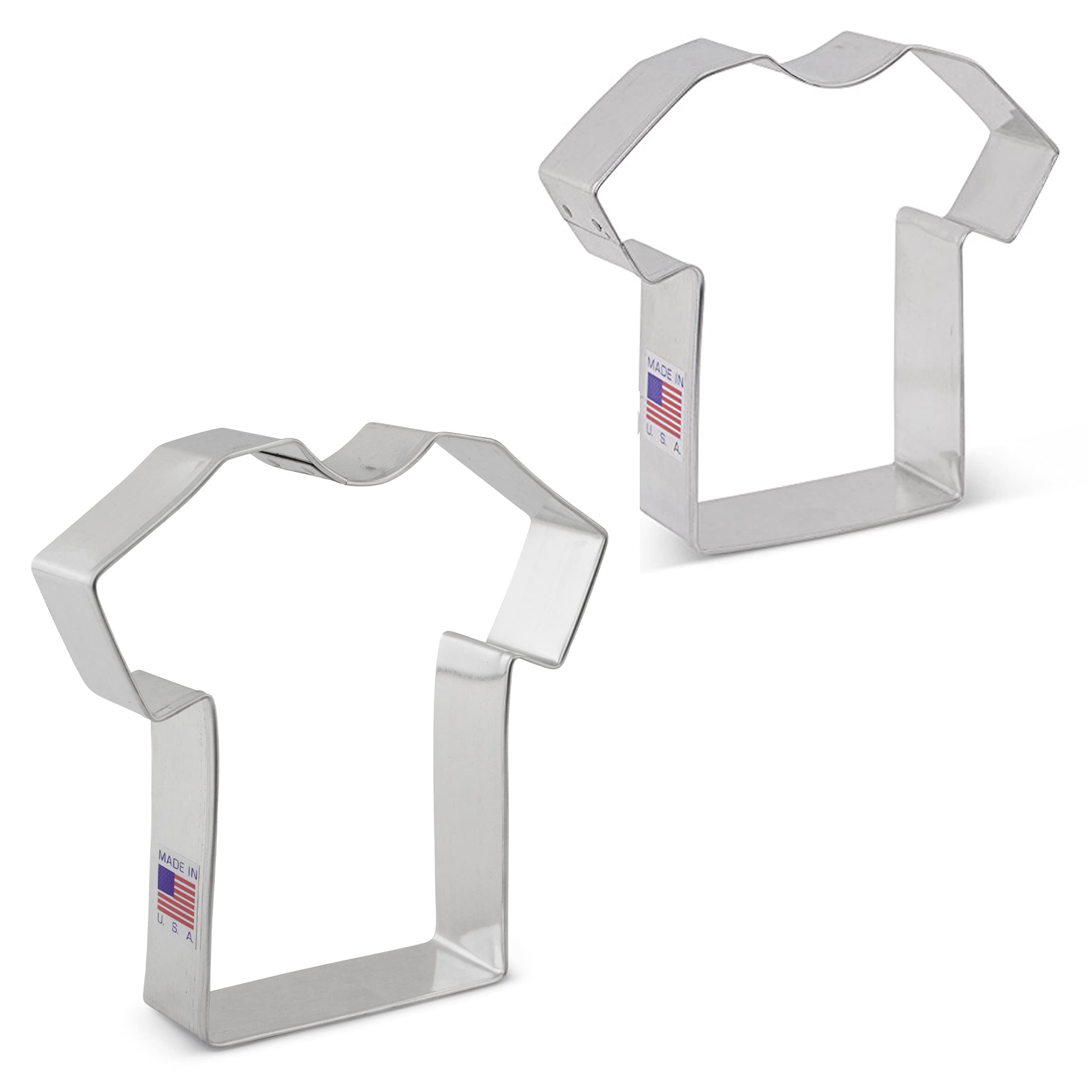 T-Shirt/Jersey Cookie Cutters 2-Pc. Set Made in USA by Ann Clark, 3.75", 4.5"