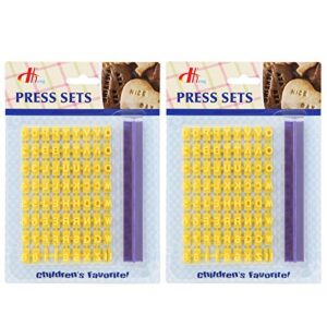 tool gadget cookie stamps, 2 pack number alphabet stamps for cookie, biscuit, fondant