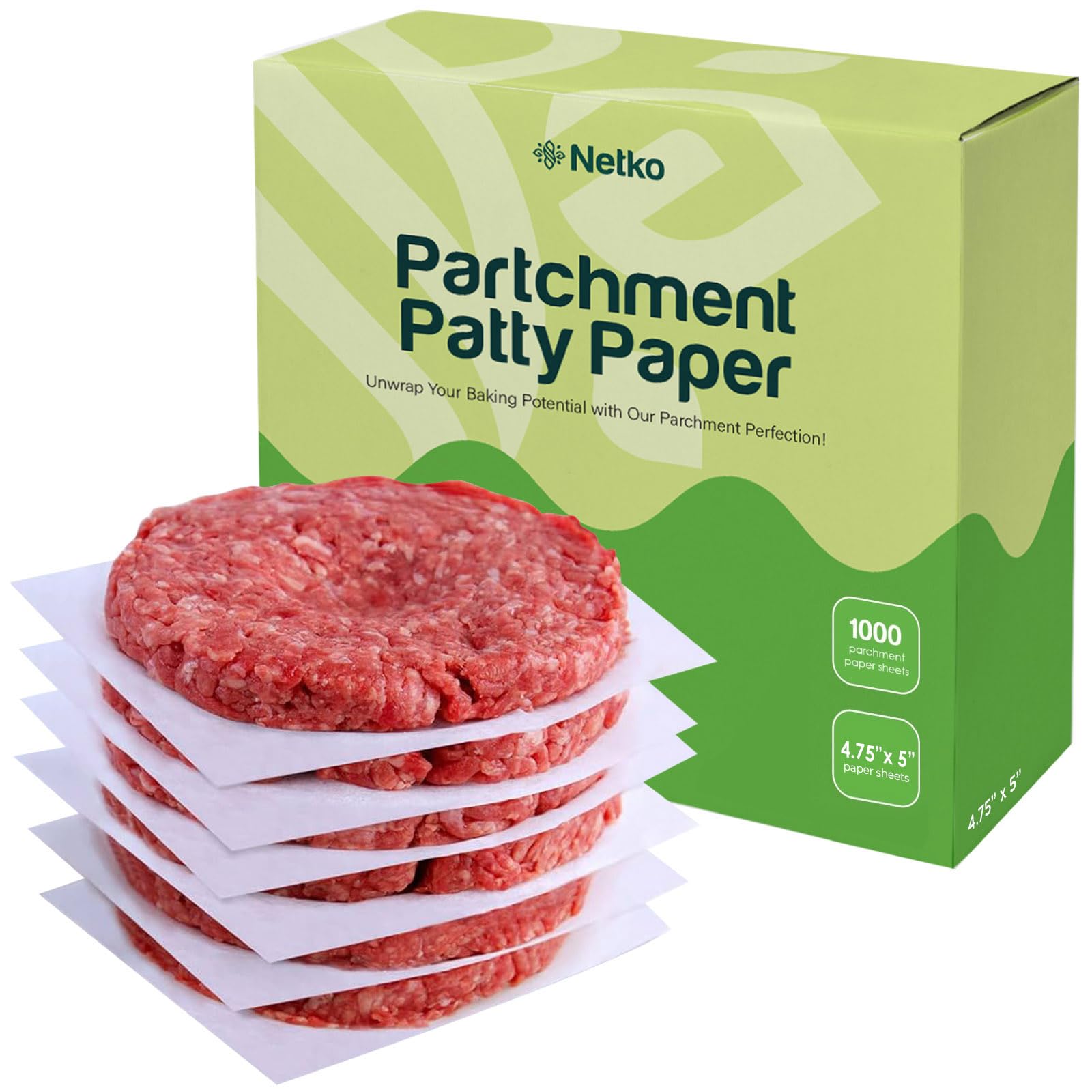 Waxed Butcher Paper Sheets | Hamburger Patty, | 1000 Non-Stick Wax Paper Squares Per Set (4.75x5)