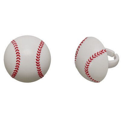 NCS 3D Baseball Cupcake Rings, White - 12 Count - 8823