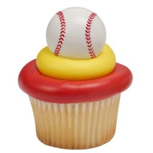 ncs 3d baseball cupcake rings, white - 12 count - 8823