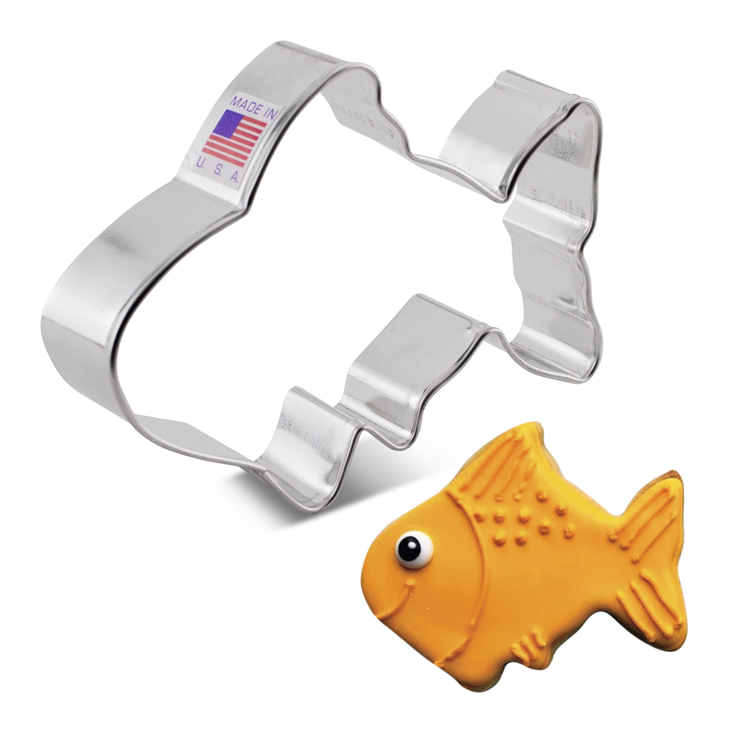 Cute/Gold Fish Cookie Cutter, 4" Made in USA by Ann Clark