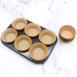 STARUBY Cupcake Liners Unbleached Muffin Liners Greaseproof Paper Baking Cups Natural Paper Cupcake Liners Standard Size Cup for Baking Muffin and Cupcake, Natural Color,300 PCS