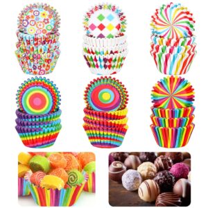 600 count cupcake baking cups muffin cupcake liners candy cup mini colorful cupcake wrappers rainbow combo disposable baking cups set for birthday party wedding cake paper cup greaseproof paper