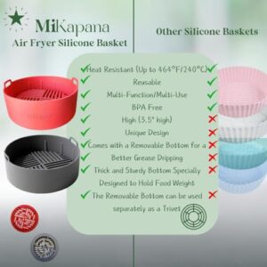 MiKapana Silicone Air fryer Liners Reusable for Air Fryer Basket Sturdy Strong Kitchen Gadgets Air Fryer Accessories Airfryer Liners Silicone Bowl For Air Fryer Oven BPA free (Grey - 8.6")