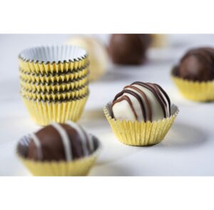pastry chef's boutique gold paper chocolate truffles candy cups - 1''x 3/4'' - 200pcs