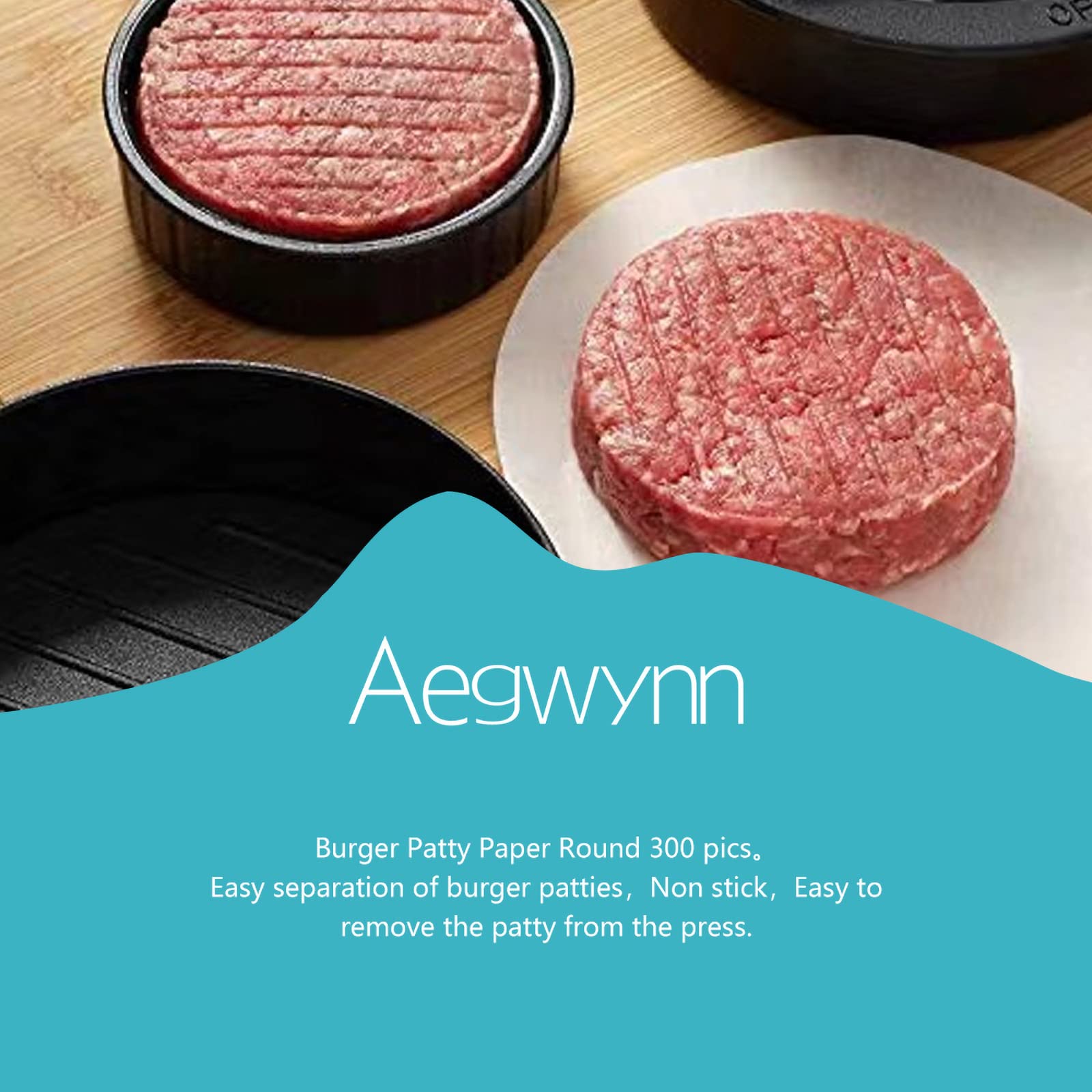 Aegwynn Hamburger Patty Paper Round 4.5 Inch 300 Pcs, Parchment Burger Papers Non Stick Easy to Remove Separate Frozen Pressed Patties (4.5 Inch)