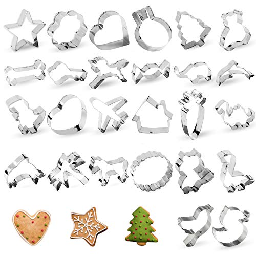 Cookie Cutters, 26 PCS Star Heart Cookie Cutters Shapes, TAOUNOA Metal Cookie Cutters for Christmas, for Kids, for Cakes, Muffins.