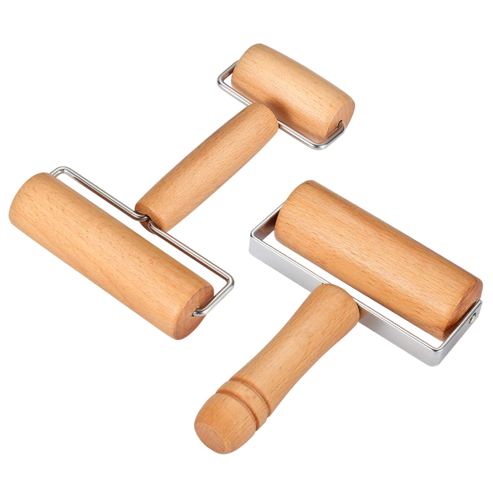 Pizza Roller, 2 Pieces Pizza Dough Roller, Wooden Pasta Rolling Pins Dough Baker Roller Set for Home Kitchen Baking Cooking, Non-Stick Time-Saver Rolling Pin