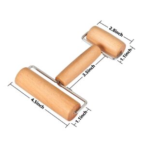 Pizza Roller, 2 Pieces Pizza Dough Roller, Wooden Pasta Rolling Pins Dough Baker Roller Set for Home Kitchen Baking Cooking, Non-Stick Time-Saver Rolling Pin