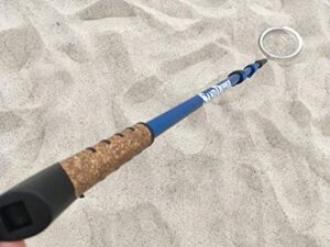 sand dipper full size beach scoop shovel & sifter tool for beachcombing – adjustable sea glass, shell, shark tooth sifter for the beach – can be used as a walking or hiking stick too – 6”basket (blue)