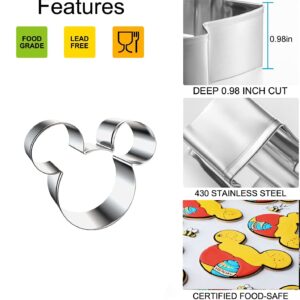 8 Pieces Mickey Mouse Cookie Cutters,Stainless Steel Cutters Mickey Minnie Mouse Shaped Biscuit Molds for Themed Birthday Baby Shower Holiday Parties