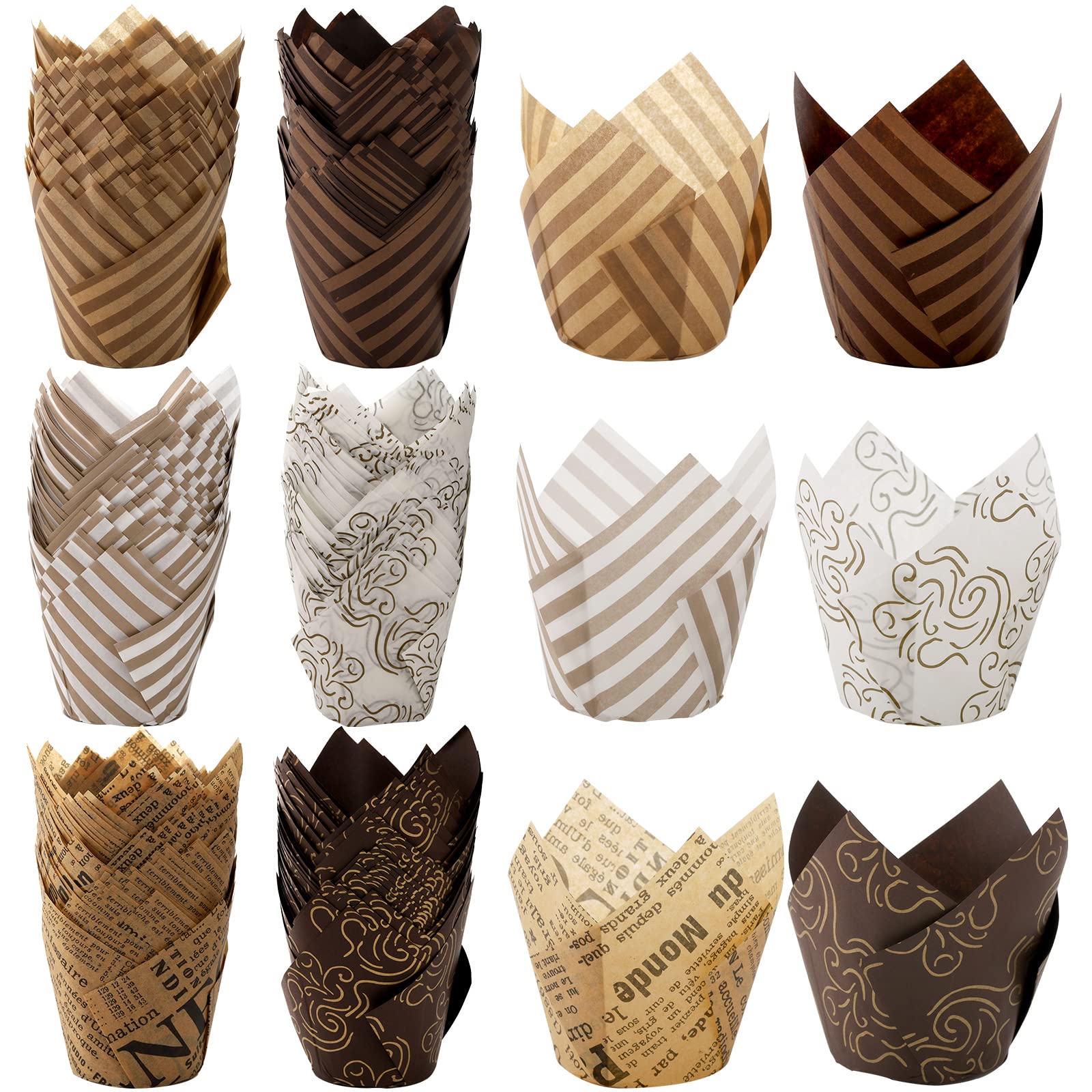 Lawei Set of 300 Tulip Cupcake Liner - Baking Paper Cups Muffin Liners Wrappers for Weddings, Birthdays, Baby Showers