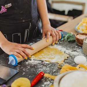 Pepe Nero Adjustable Wood Rolling Pin Set – Rolling Pin with thickness Rings – Cookie Rolling Pin - Pastry Cutter- Pasta Pizza Dough Fondant Roller – Best Rolling Pin - Baking Supplies - Dough Cutter