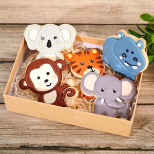 Flycalf Animal Cookie Cutters Set with Plunger Stamps Jungle Safari Animal Zoo Baking Dough Tools Holiday Shapes PLA Cutter Molds for Kids Decorative Party 3.5" Kitchen Cake Supplies