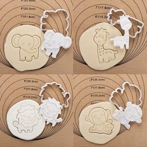 Flycalf Animal Cookie Cutters Set with Plunger Stamps Jungle Safari Animal Zoo Baking Dough Tools Holiday Shapes PLA Cutter Molds for Kids Decorative Party 3.5" Kitchen Cake Supplies