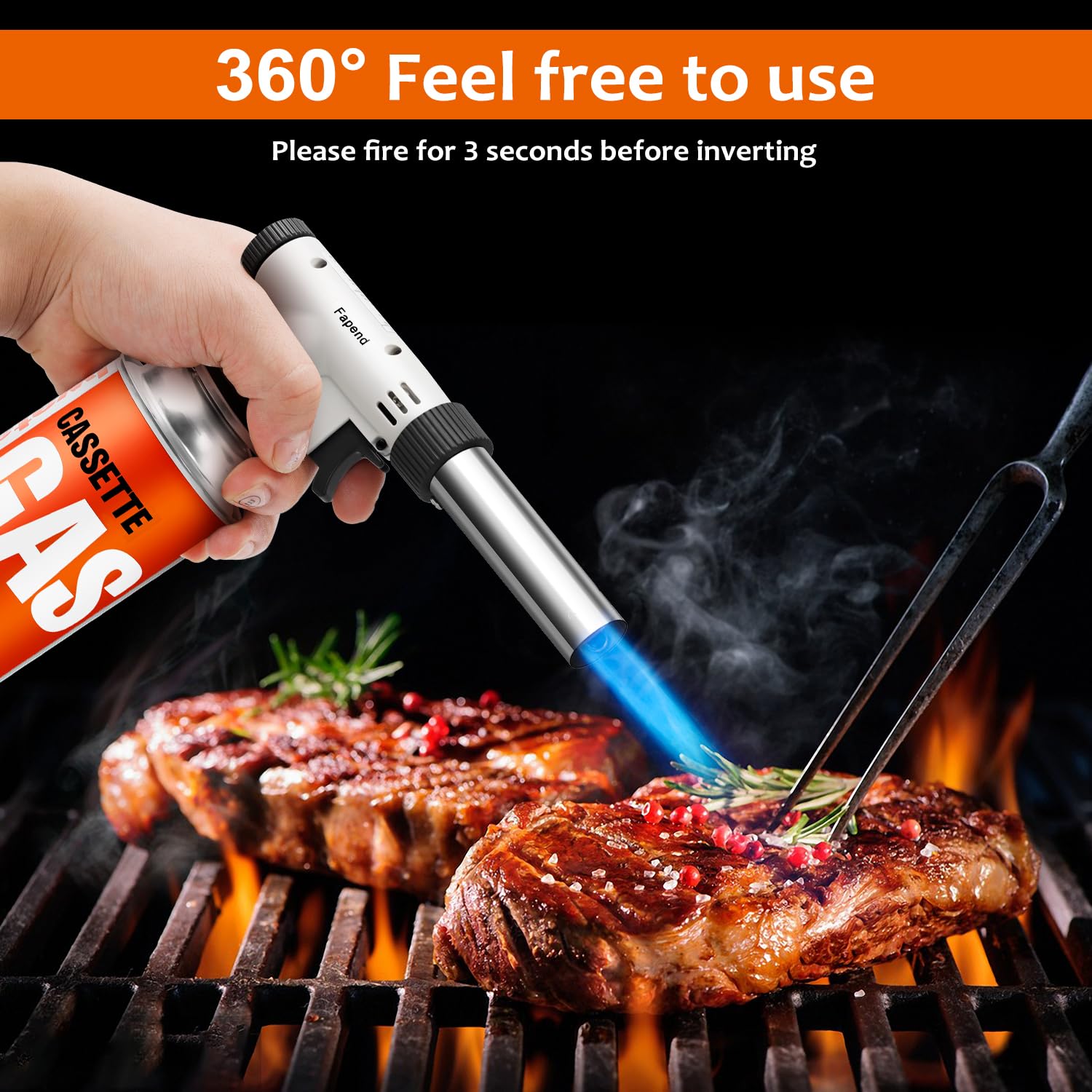 Japan PRO Culinary Professional Kitchen Butane Torch | Kitchen Butane Torch Kitchen Blow Lighter with Reverse Use for Creme, Brulee, BBQ, Baking, Jewelry by FAPEND | Butane Fuel Not Included