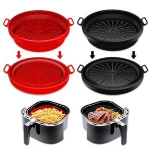 silicone air fryer liners reusable air fryer silicone liners collapsible nesting 2pcs 7.5inch 3qt-5qt air fryer basket for oven microwave air fryer accessories,replacement of parchment paper