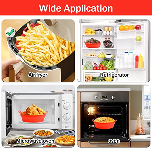 Silicone Air Fryer Liners Reusable Air Fryer Silicone Liners Collapsible Nesting 2Pcs 7.5inch 3QT-5QT Air Fryer Basket for Oven Microwave Air Fryer Accessories,Replacement of Parchment Paper