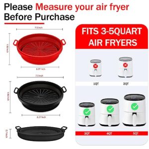 Silicone Air Fryer Liners Reusable Air Fryer Silicone Liners Collapsible Nesting 2Pcs 7.5inch 3QT-5QT Air Fryer Basket for Oven Microwave Air Fryer Accessories,Replacement of Parchment Paper