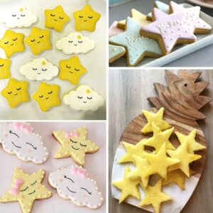 LUBTOSMN Twinkle Twinkle Little Star Cookie Cutter Set-7 Piece-From 3.5" to 1.6"-Cloud, Star, Moon Cookie Cutters for Baby Shower Gender Reveal Birthday Cake Cupcake Party Decorations