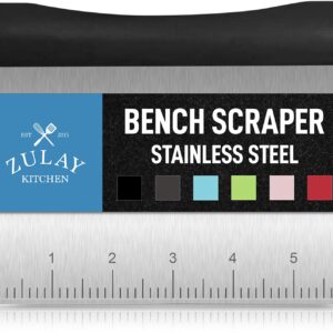 Premium Multi-purpose Stainless Steel Bench Scraper & Chopper, Easy to Read Etched Markings for Perfect Cuts, Quick & Easy Multi-use Dough Scraper, Dough Cutter & Pastry Scraper - by Zulay Kitchen