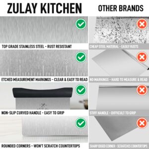 Premium Multi-purpose Stainless Steel Bench Scraper & Chopper, Easy to Read Etched Markings for Perfect Cuts, Quick & Easy Multi-use Dough Scraper, Dough Cutter & Pastry Scraper - by Zulay Kitchen