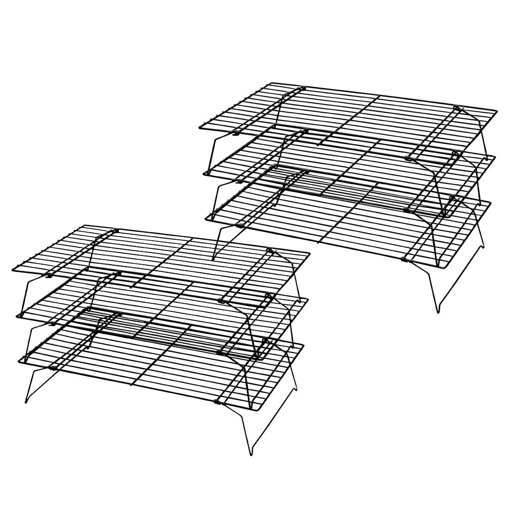 Kingrol 2 Pack 3-Tier Stackable Cooling Rack, Non-stick Wire Cake Rack for Pies, Cookies, Pastries