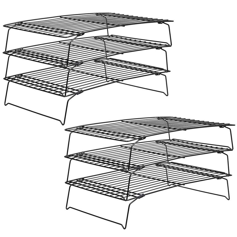 Kingrol 2 Pack 3-Tier Stackable Cooling Rack, Non-stick Wire Cake Rack for Pies, Cookies, Pastries