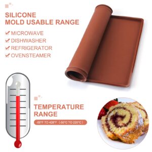 RESOME Large Swiss Roll Cake Mat Flexible silicone Baking Tray, 14.17x11 in Silicone Jelly Roll Pan Cookies sheet Bakeware Nonstick Baking Tray, silicone baking pan,Brown