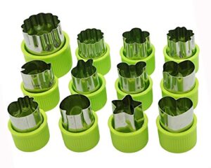 cofe-by diy veggies cutter set 12pcs, flower star animals shapes mini fruit cutters decorating kits for cookies fondant cake decoration kids food bento box baking supplies home essentials